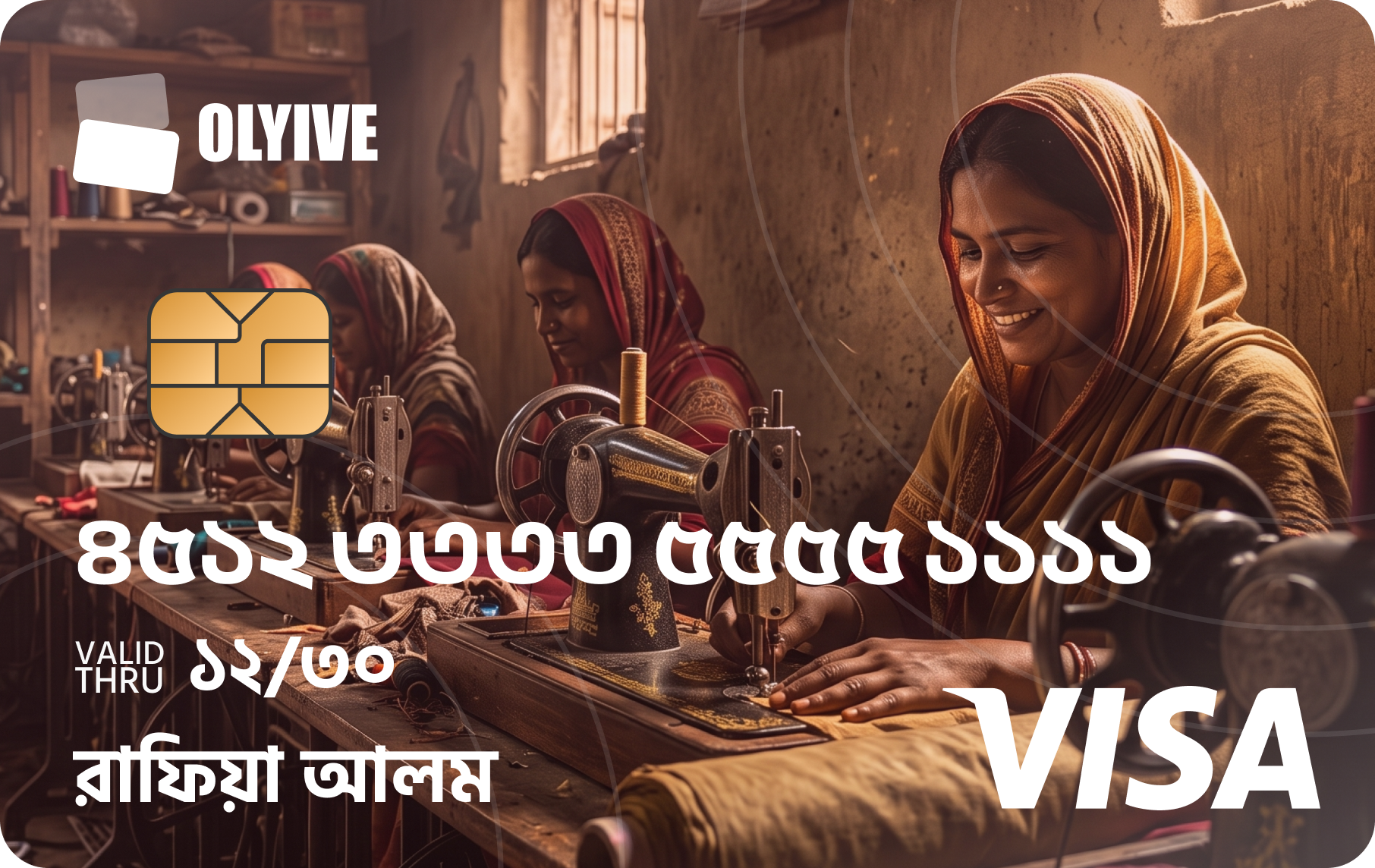 Olyive Visa card, sized to a worker's salary